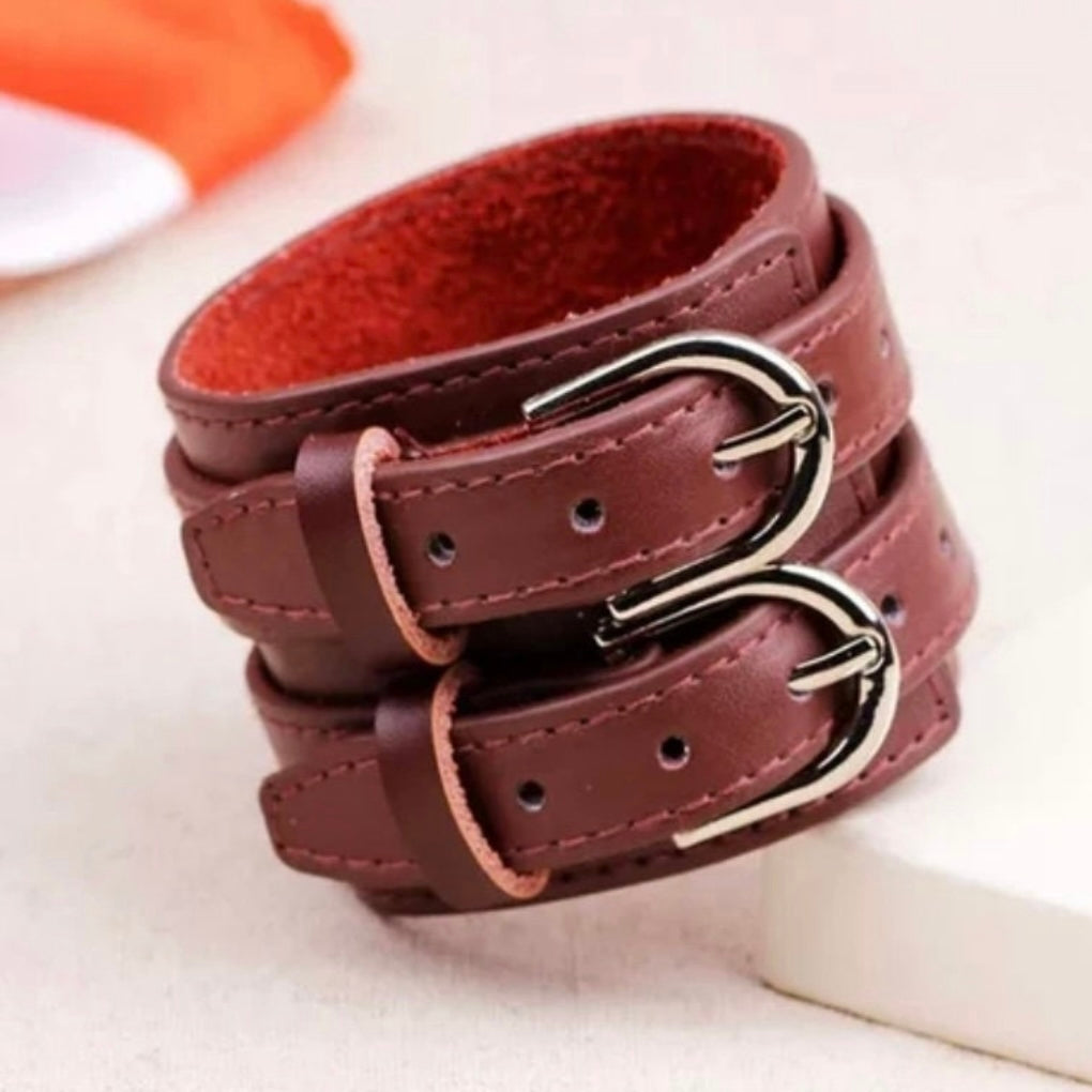 Leather Vintage Fashion Wrap Bracelet Available in Black Brown or White