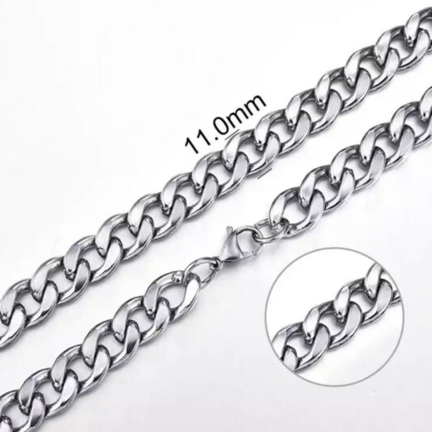 Stainless Steel Silver Colour Curb Chain Necklace