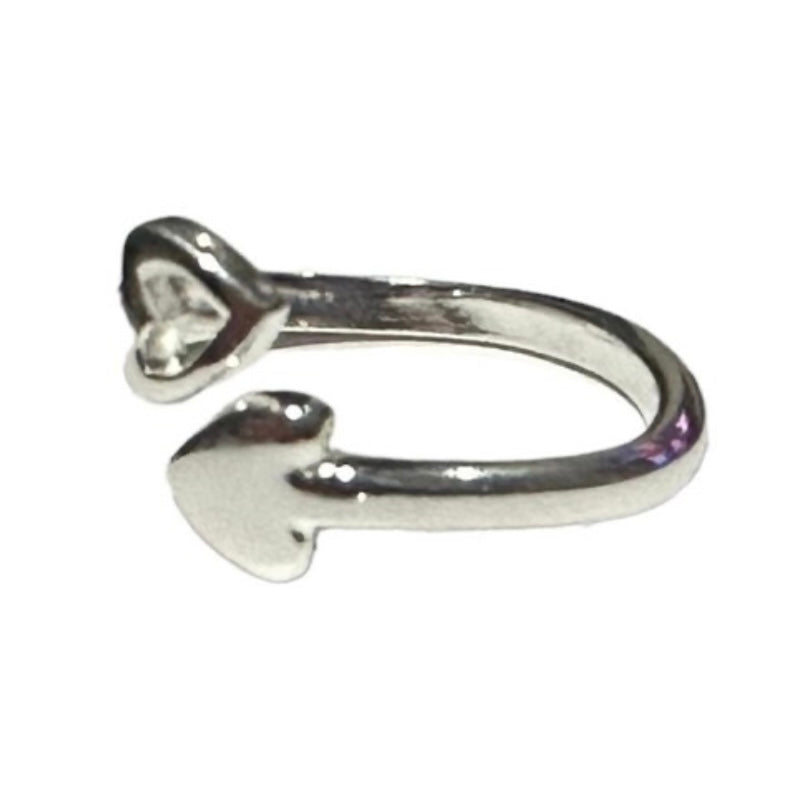 Pretty Sterling Silver Double Heart Open Adjustable Ring