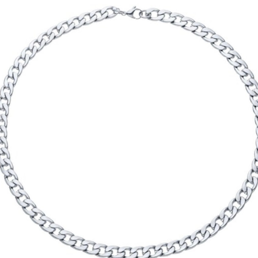 Stainless Steel Silver Colour Curb Chain Necklace