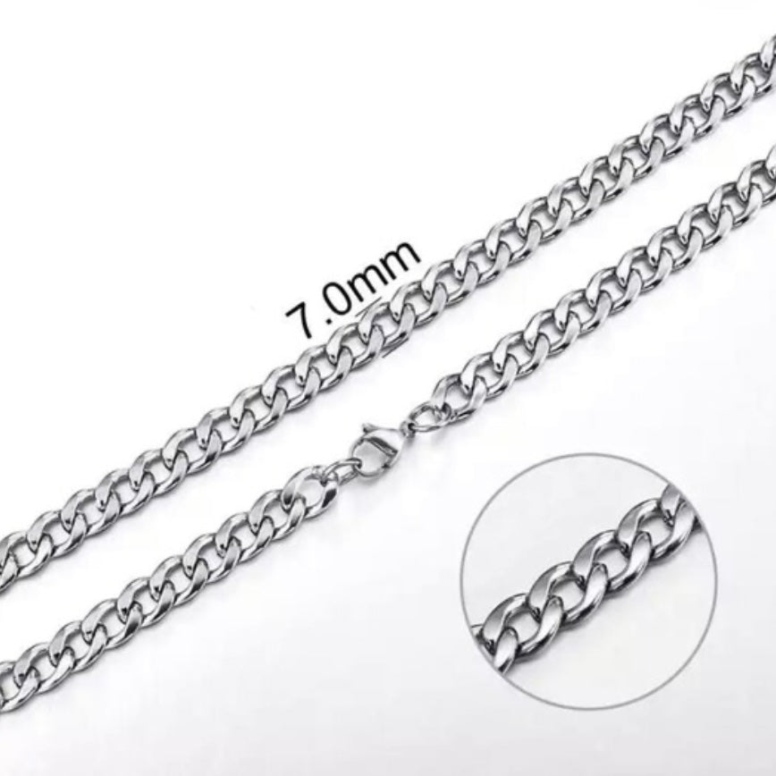 Stainless Steel Silver Colour Curb Chain Necklace