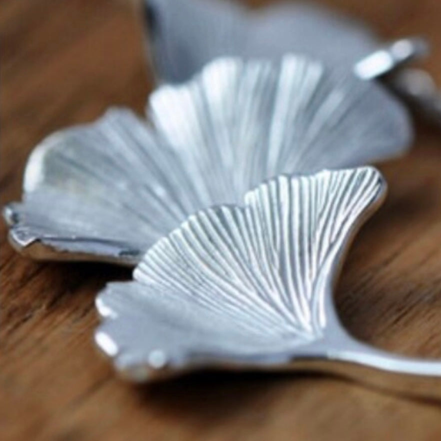 Ginkgo Biloba Leaf Bohemian Vintage Silver Colour Pendant Necklace