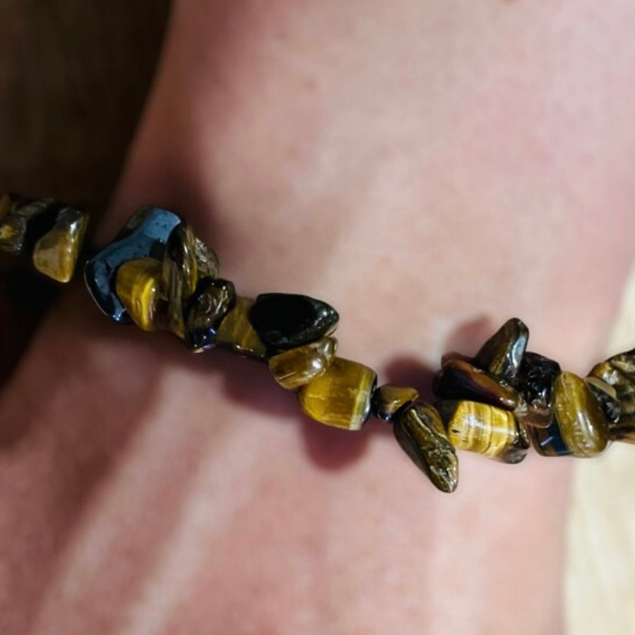 Tiger Eye Gold Stone Stunning Spiritual Chip Bracelet