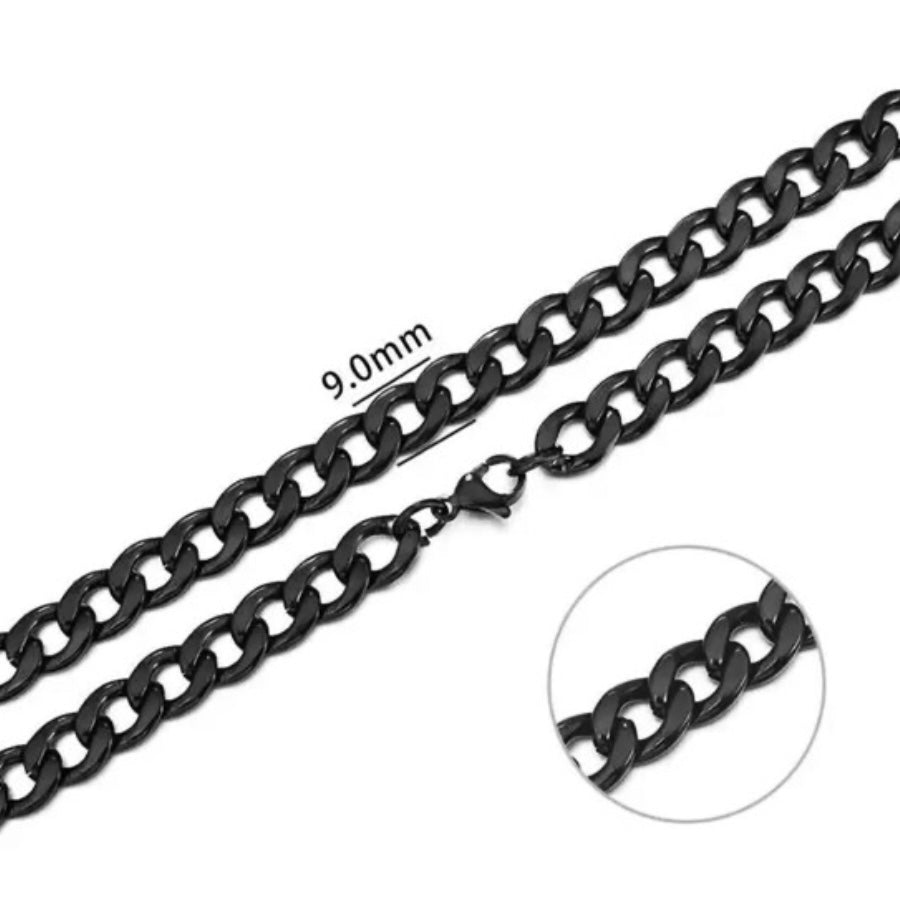 Stainless Steel Black Colour Curb Chain Necklace