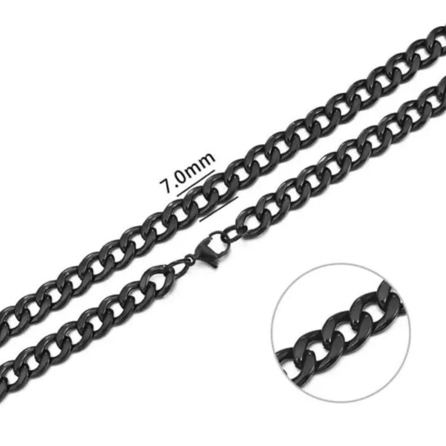 Stainless Steel Black Colour Curb Chain Necklace