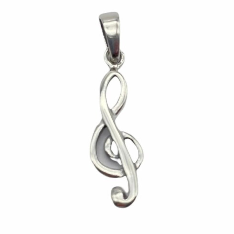 Musical Note Sterling Silver Pendant Necklace