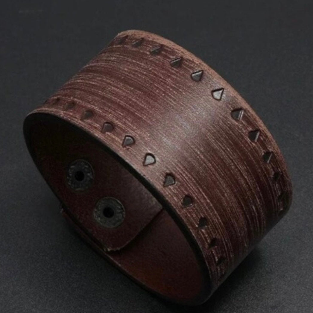 Punk Vintage Leather Bracelet Wrap Available in Brown & Chalky Black Colours