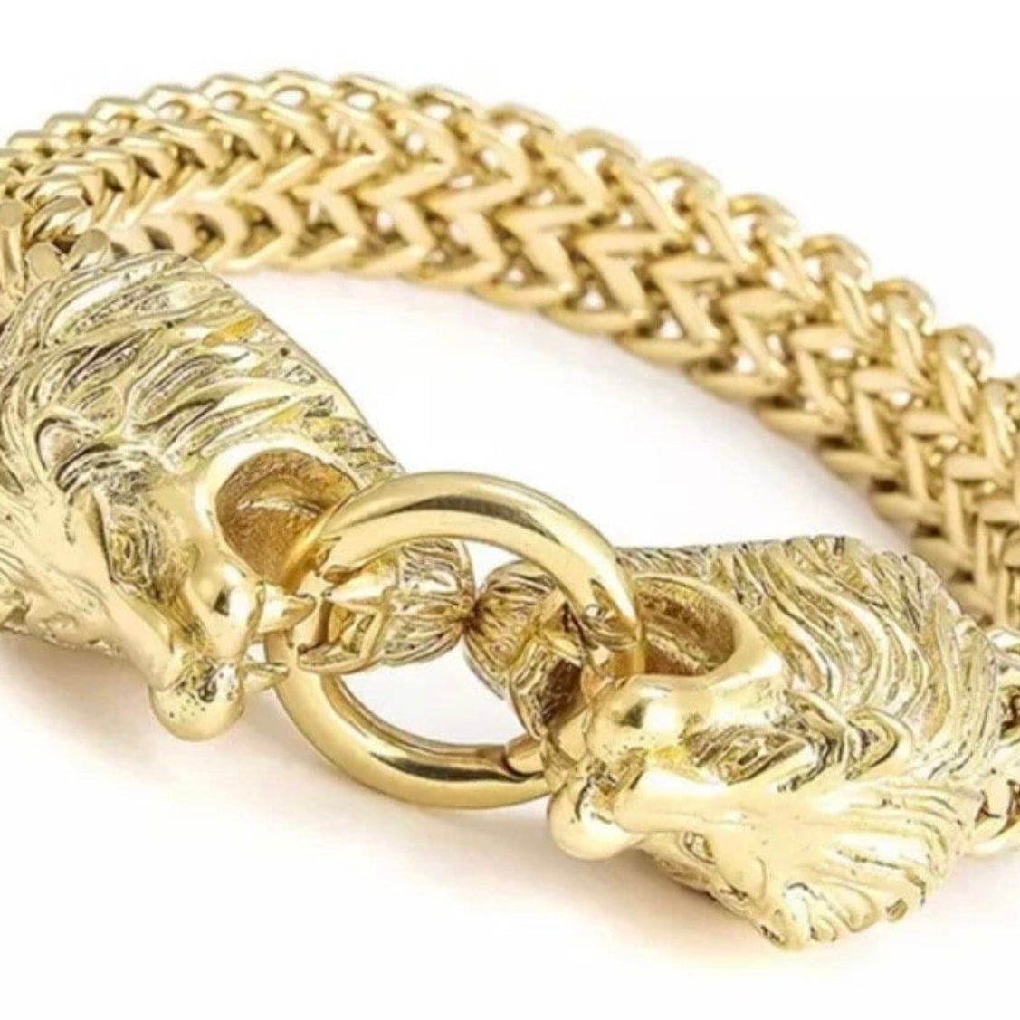 Stunning Stainless Steel Gothic King Lion Head Fargo Chain Bracelet Available in 3 Colours