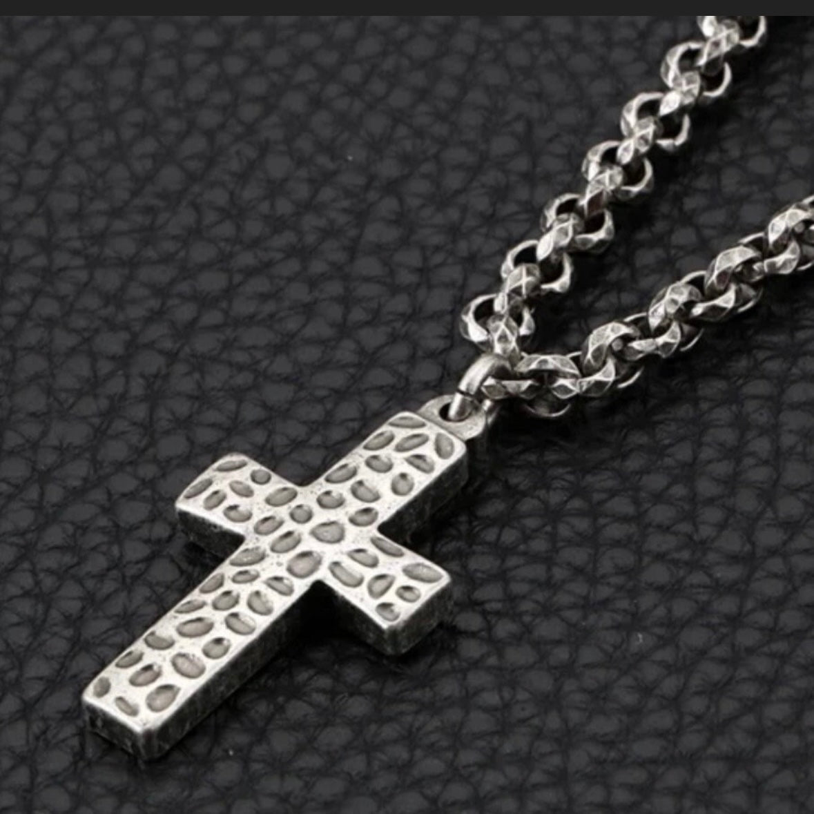 Classic 5mm Link Chain and Cross Charm/Pendant Necklace & Bracelet Set