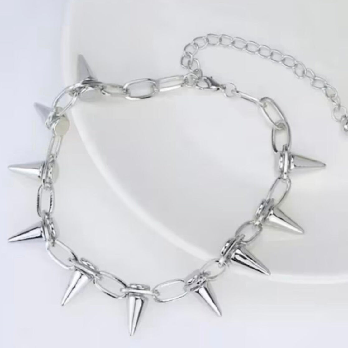 Punk Gothic Handmade Choker Spike Rivet Necklace Available in Silver Black or Golden Colour