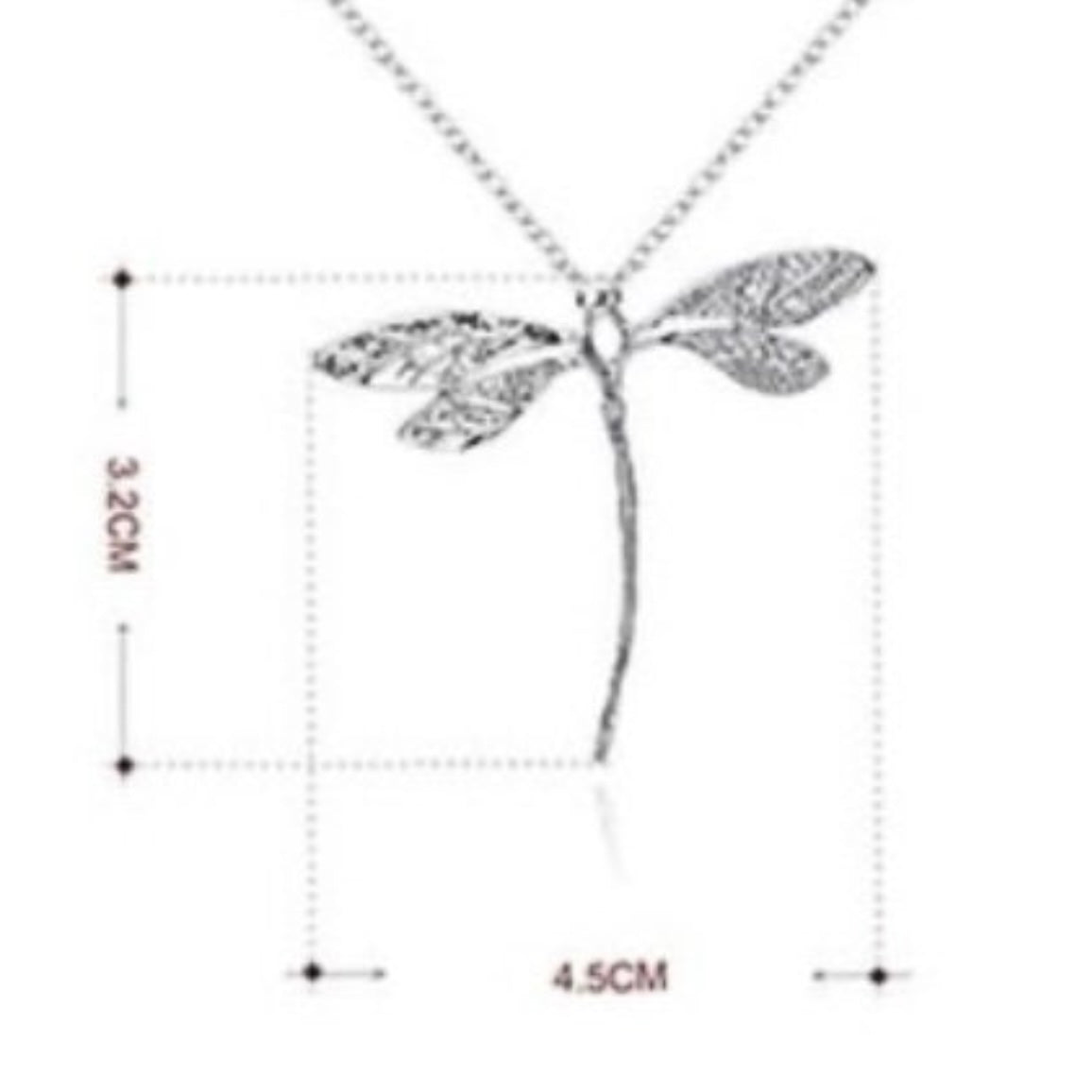 Silver Long Dragonfly Pendant Necklace