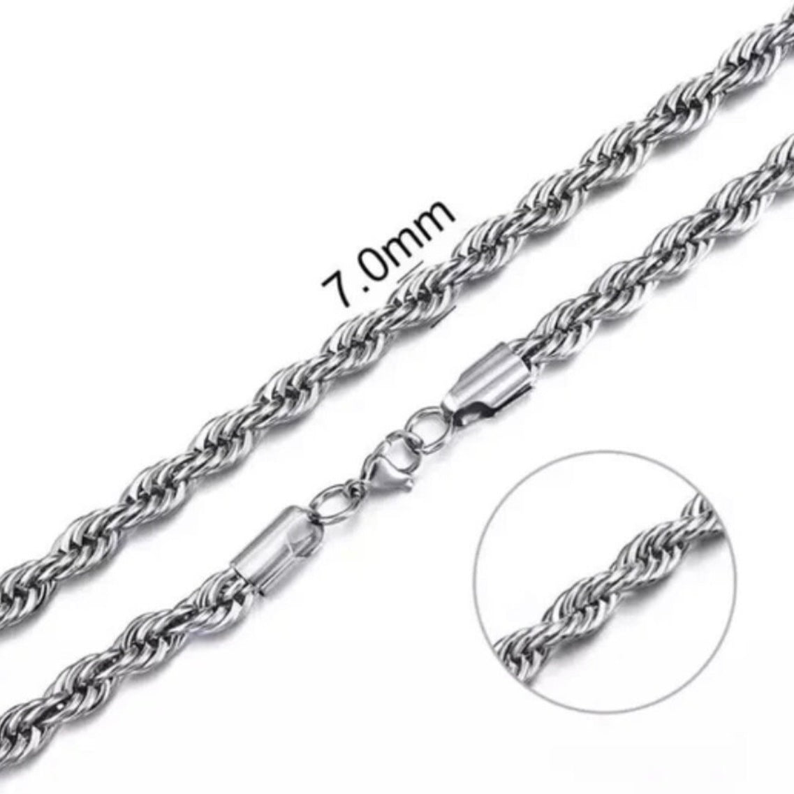 Stainless Steel Silver Colour Rope Twisted Singapore Chain Necklaces