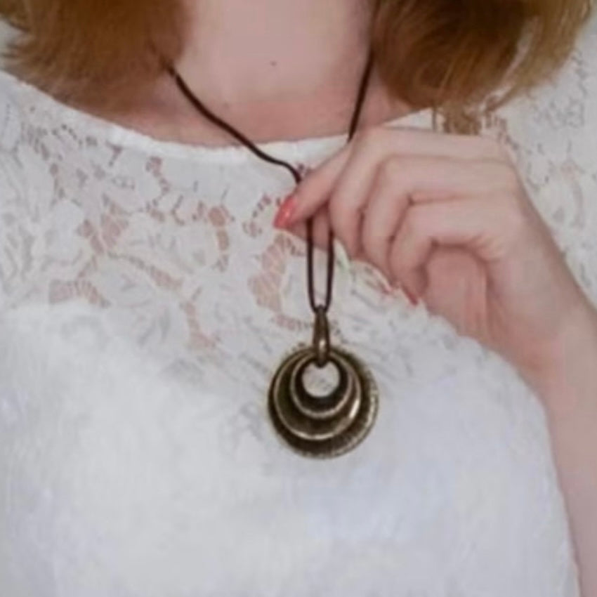 Sweater Long Circular Rope Pendant Necklace