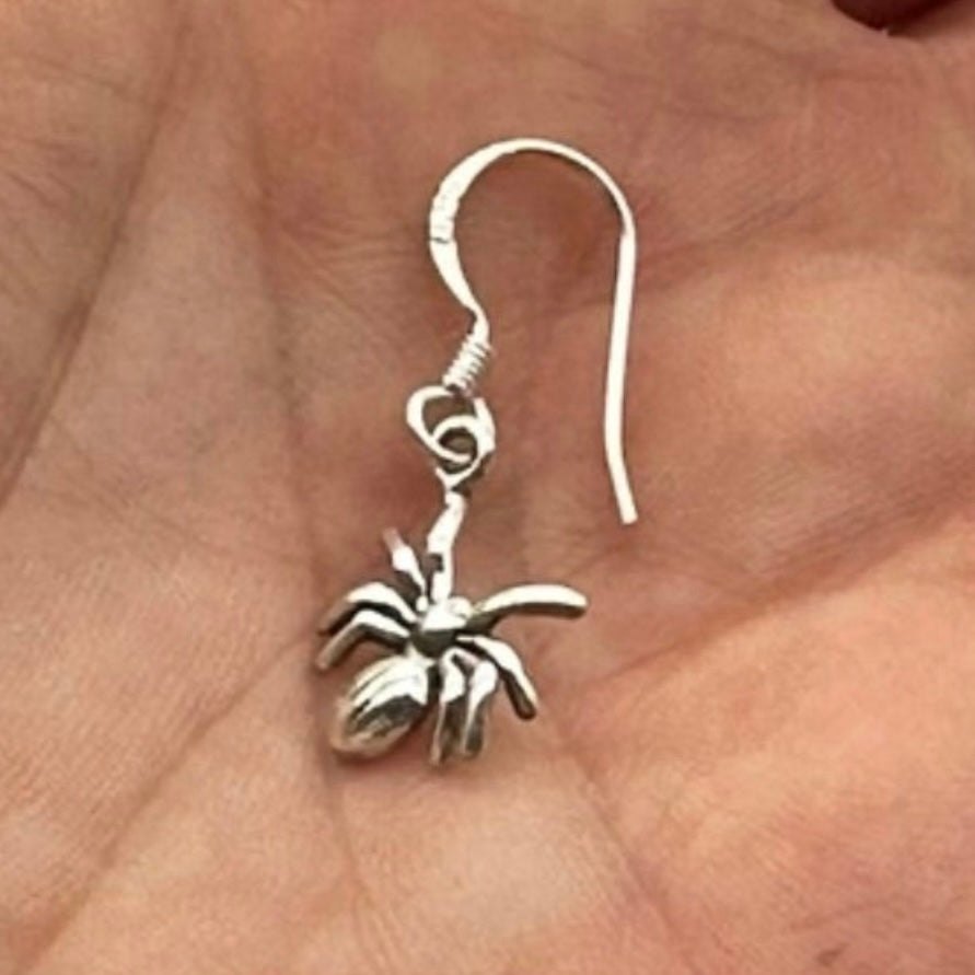 3D 925 Sterling Silver Spider Earrings