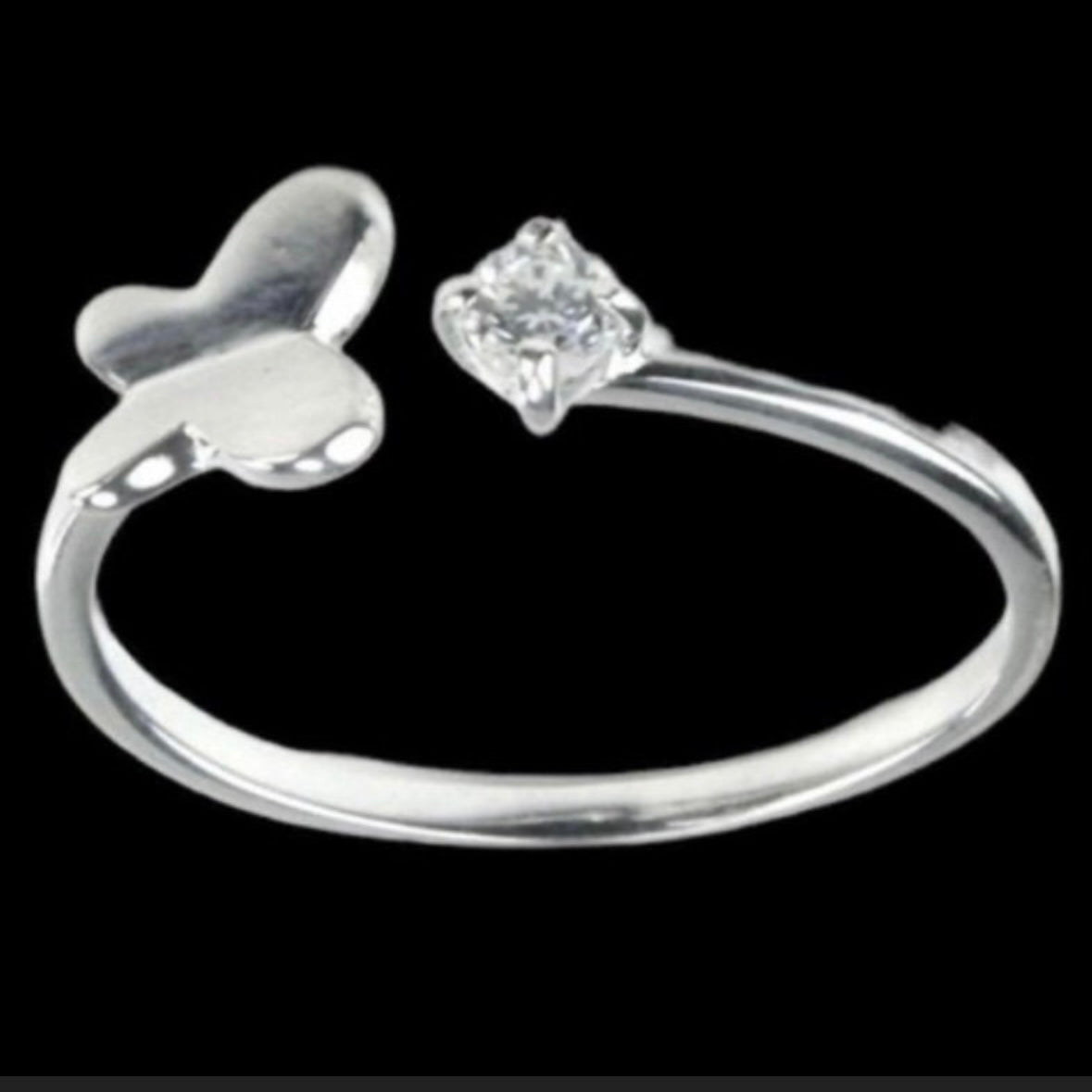 Beautiful Cubic Zirconia Sterling Silver Butterfly Ring