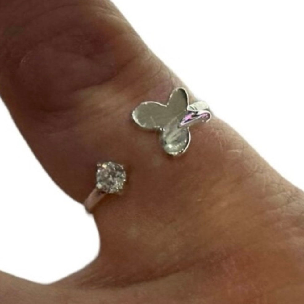 Beautiful Cubic Zirconia Sterling Silver Butterfly Ring