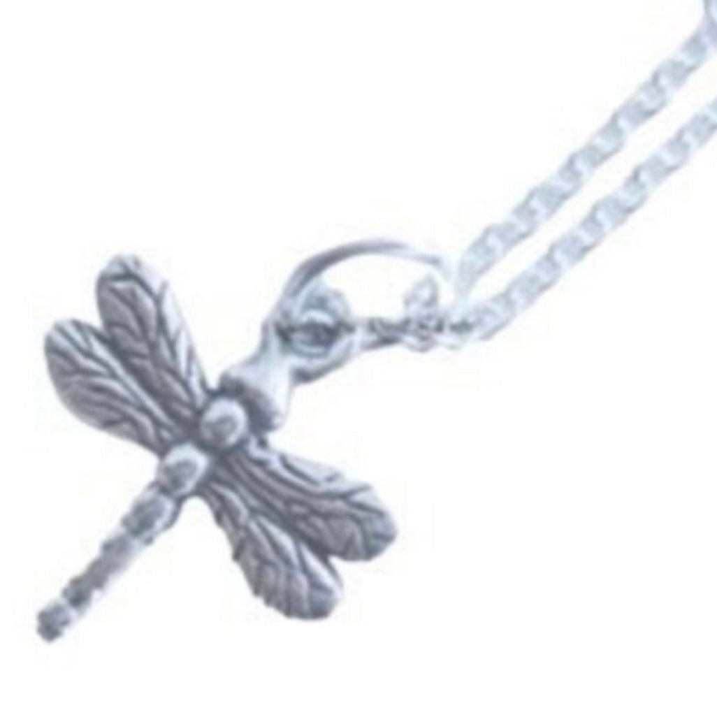 Beautifully Detailed Double Sided Dragonfly Pendant with 20 Inch Necklace in 925 Sterling Silver