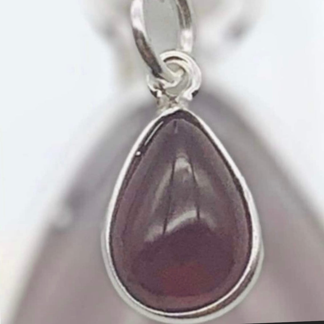 Dainty 925 Sterling Silver Necklace with a Beautiful Teardrop Garnet Gemstone