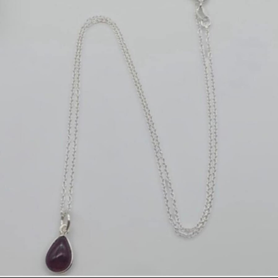 Dainty 925 Sterling Silver Necklace with a Beautiful Teardrop Garnet Gemstone