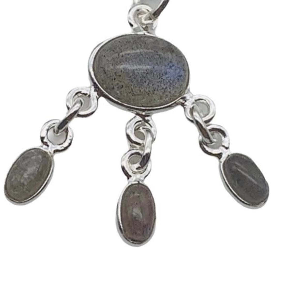 Dainty 925 sterling silver triple drop Necklace with stunning Grade 'A" Labradorite Gemstones