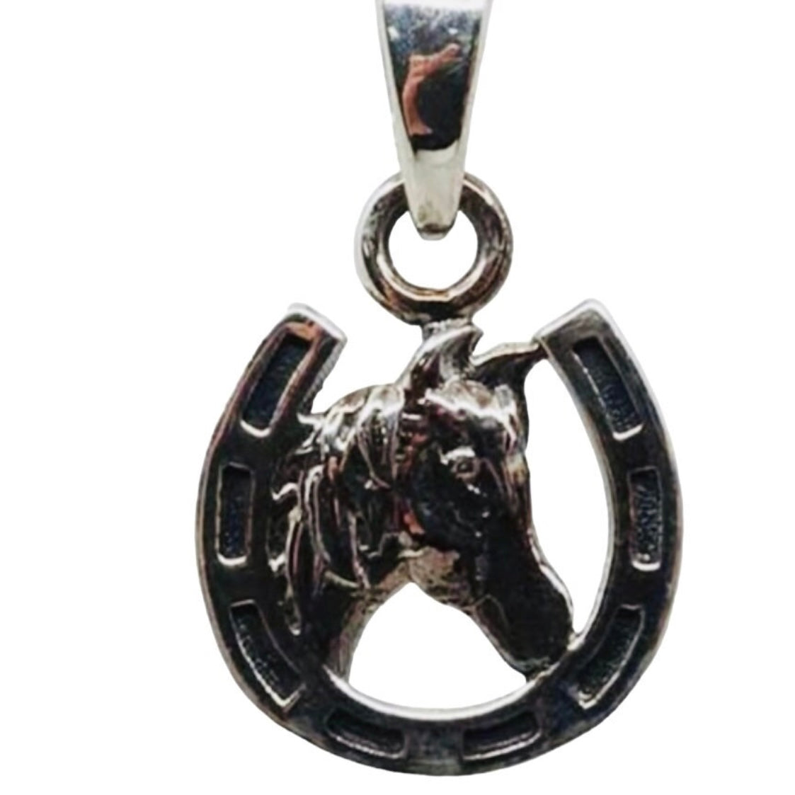 Delicate Sterling Silver Horse and Lucky Horseshoe Pendant Necklace