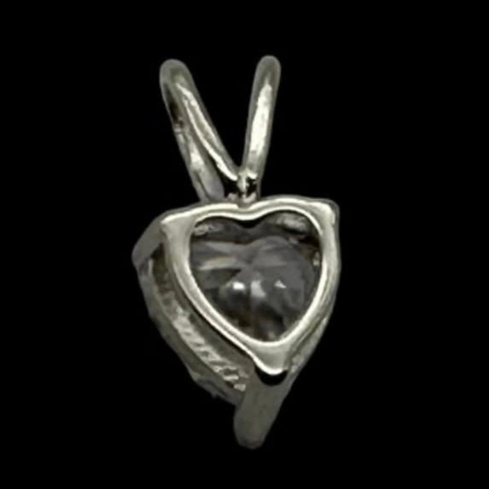 Heart Shaped Sterling Silver 6mm Cubic Zirconia Stone Pendant Necklace