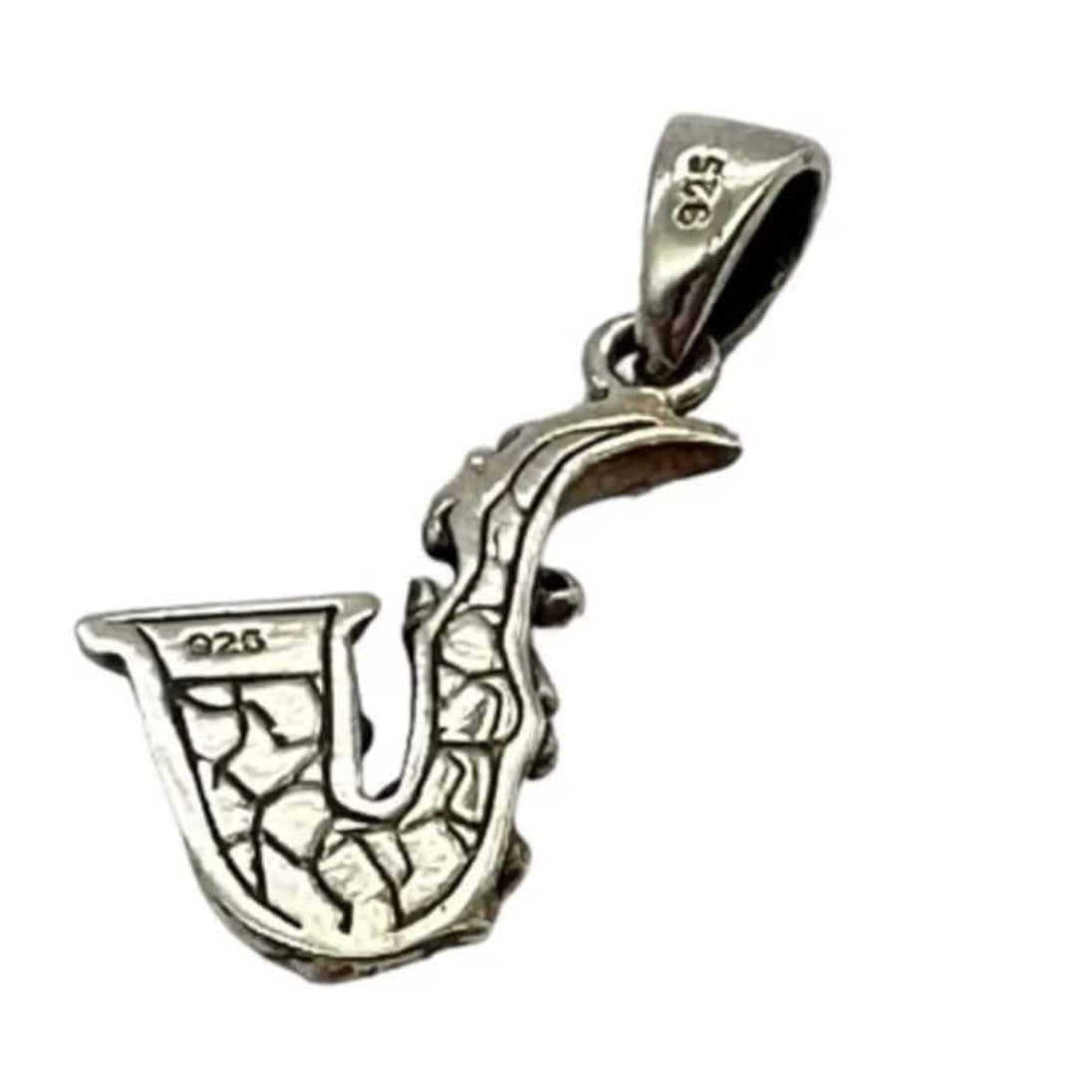 Music Saxophone Sterling Silver Pendant