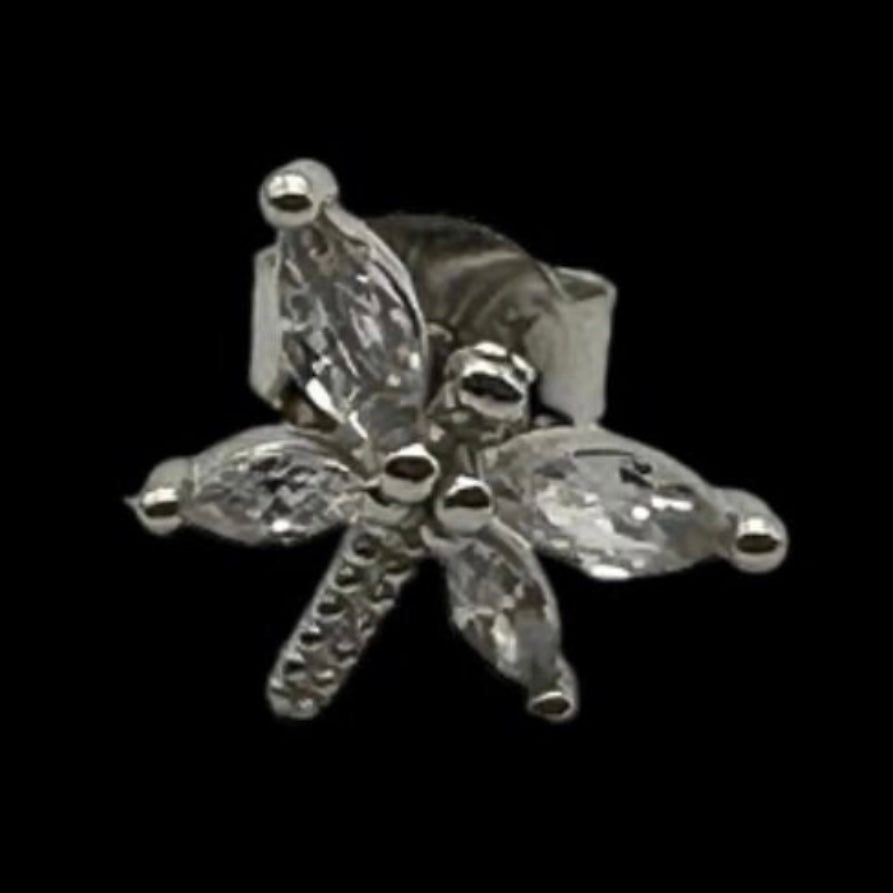 Silver Clear Cubic Zirconia Dragonfly Sterling Silver Stud Earrings