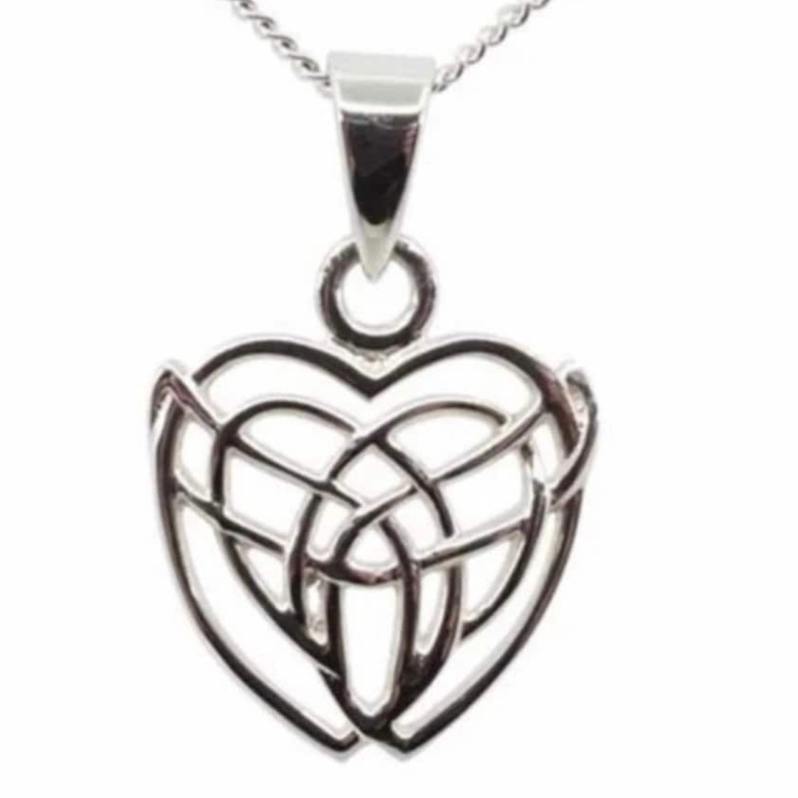 Sterling Silver Celtic Heart Pendant Necklace