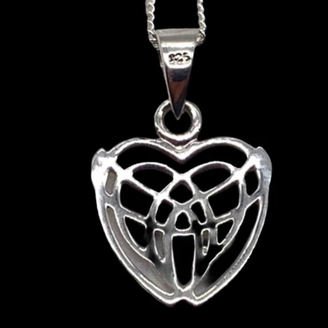 Sterling Silver Celtic Heart Pendant Necklace