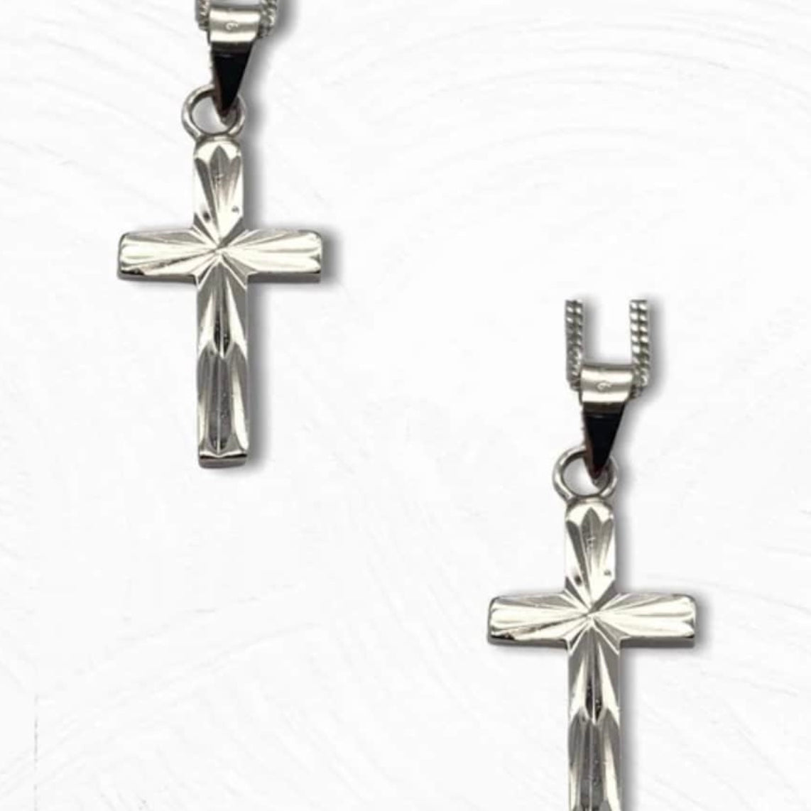 Sterling Silver Diamond Cut Cross Pendant Necklace