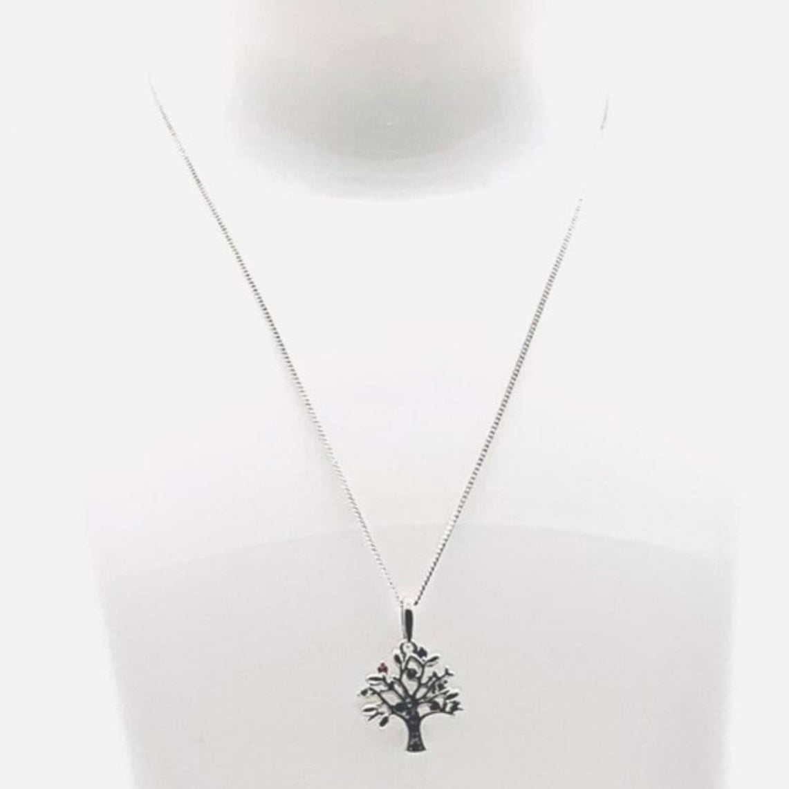 Sterling Silver Multi Cubic Zirconia Tree of Life Pendant Necklace