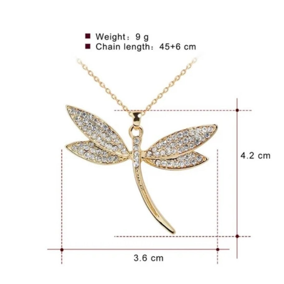 Exquiste Dragonfly Gold Pendant Necklace