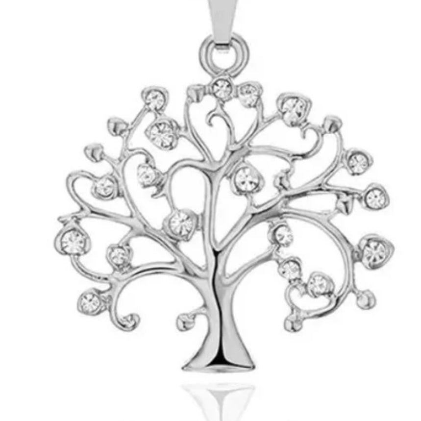 Tree of Life Crystal Stainless Steel Pendant Necklace Choker Available in 3 Colours