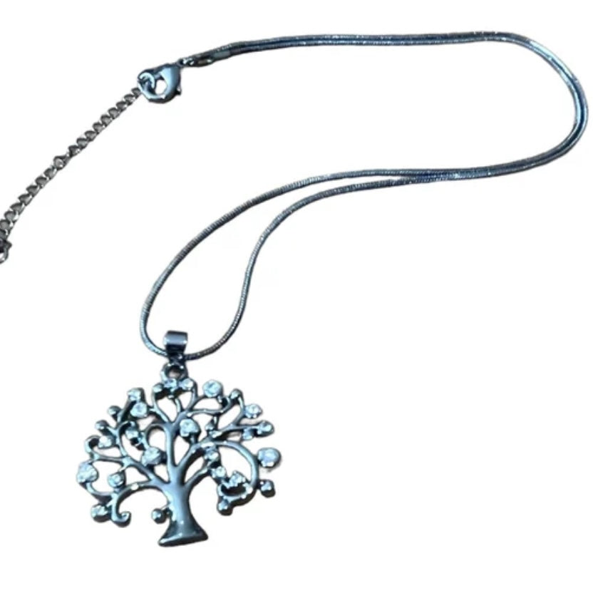 Tree of Life Crystal Stainless Steel Pendant Necklace Choker Available in 3 Colours