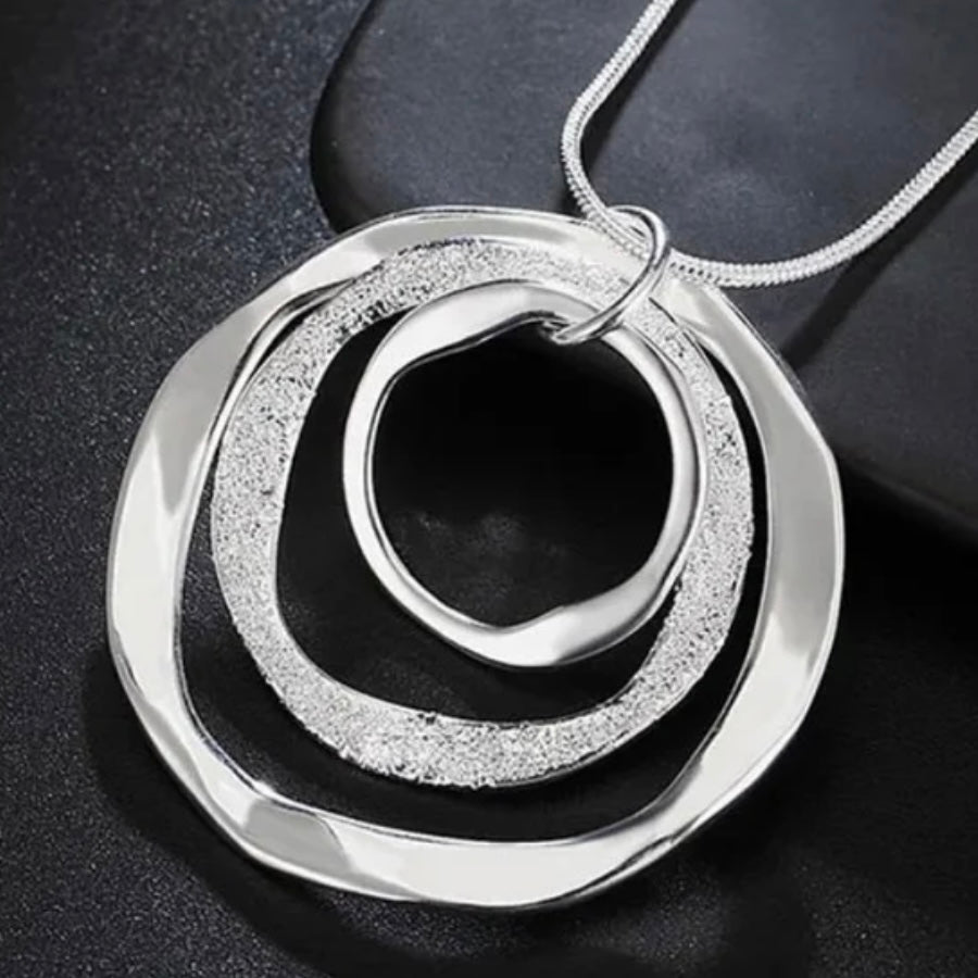 Triple Circle Frosted Pendant Fashion Jewellery Necklace