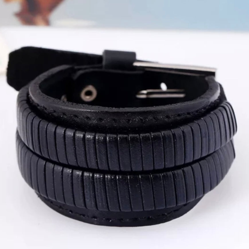 Punk Creative Leather Adjustable Wrap Bracelet Available in brown & Black Leather