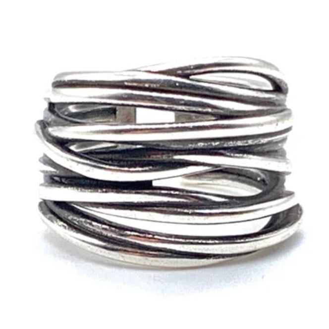 Beautiful Silver Colour Multilayer Line Ring