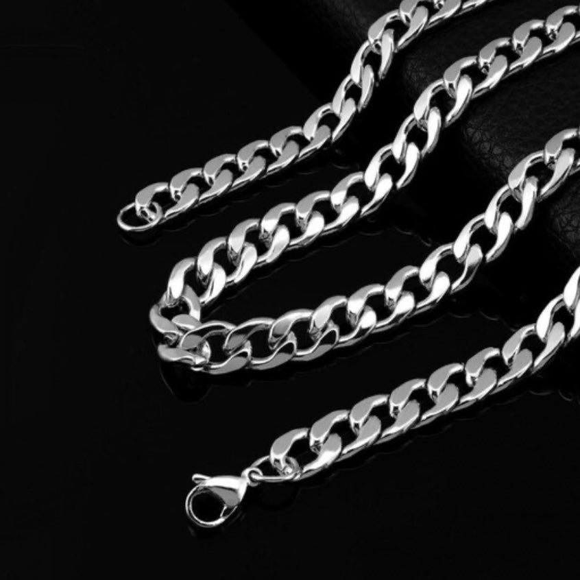 Necklace and Bracelet 8mm Miami Cuban Link Chain Stainless Steel Hip Hop Necklace & Bracelet Set