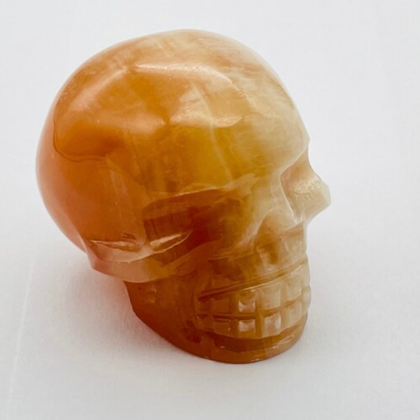 Calcite Honey Skull Hand Carved Healing Crystal