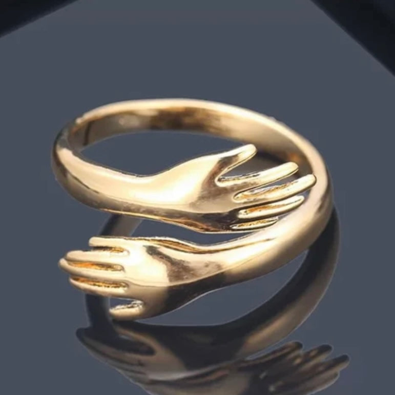 Romantic Hand with Love Hug Open Ring in Gold or Silver Colour