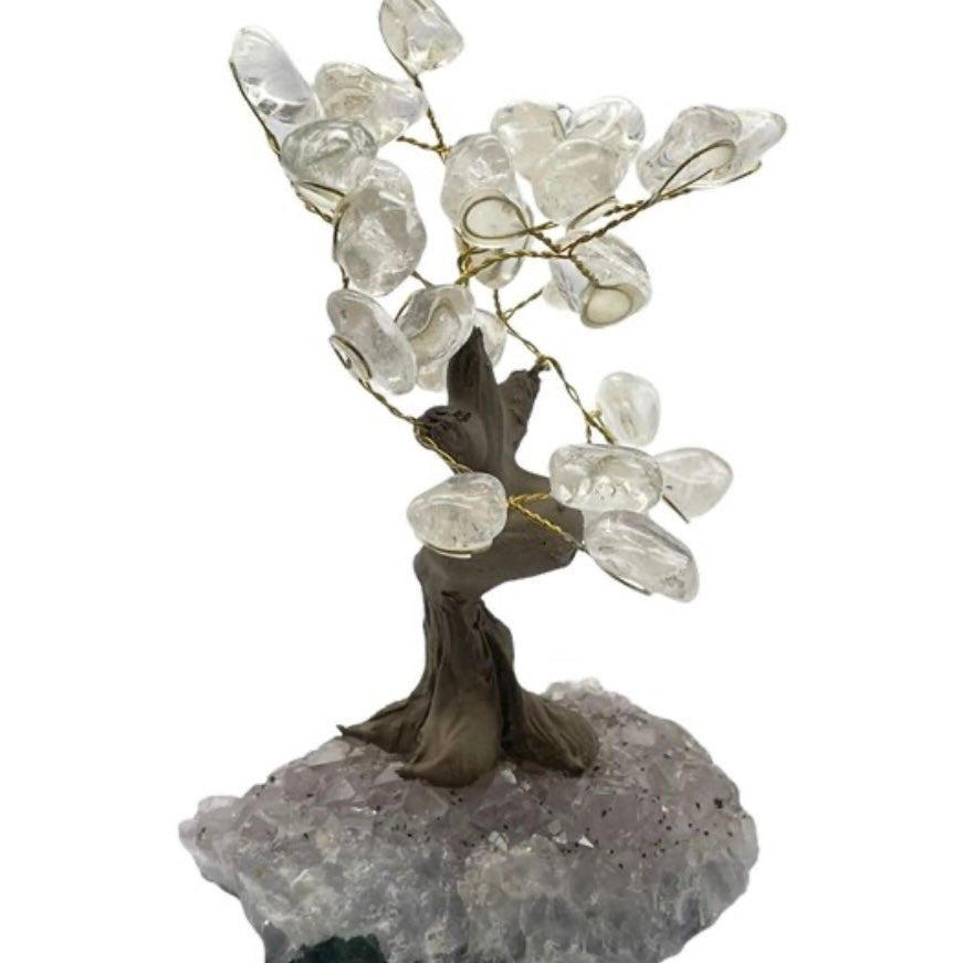 Unique Stunning Beautiful Quartz Crystal and Glass Healing Bonsai Tree