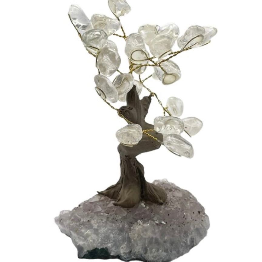 Unique Stunning Beautiful Quartz Crystal and Glass Healing Bonsai Tree