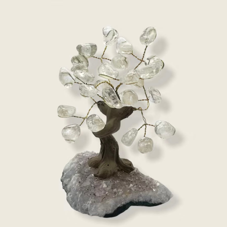 Unique Stunning Beautiful Quartz Crystal and Glass Healing Bonsai Tree