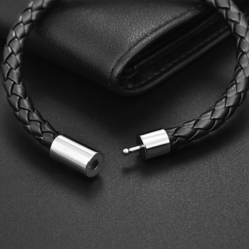 Classic Simple Braided Leather Bracelet Bangle Available in Black or Brown