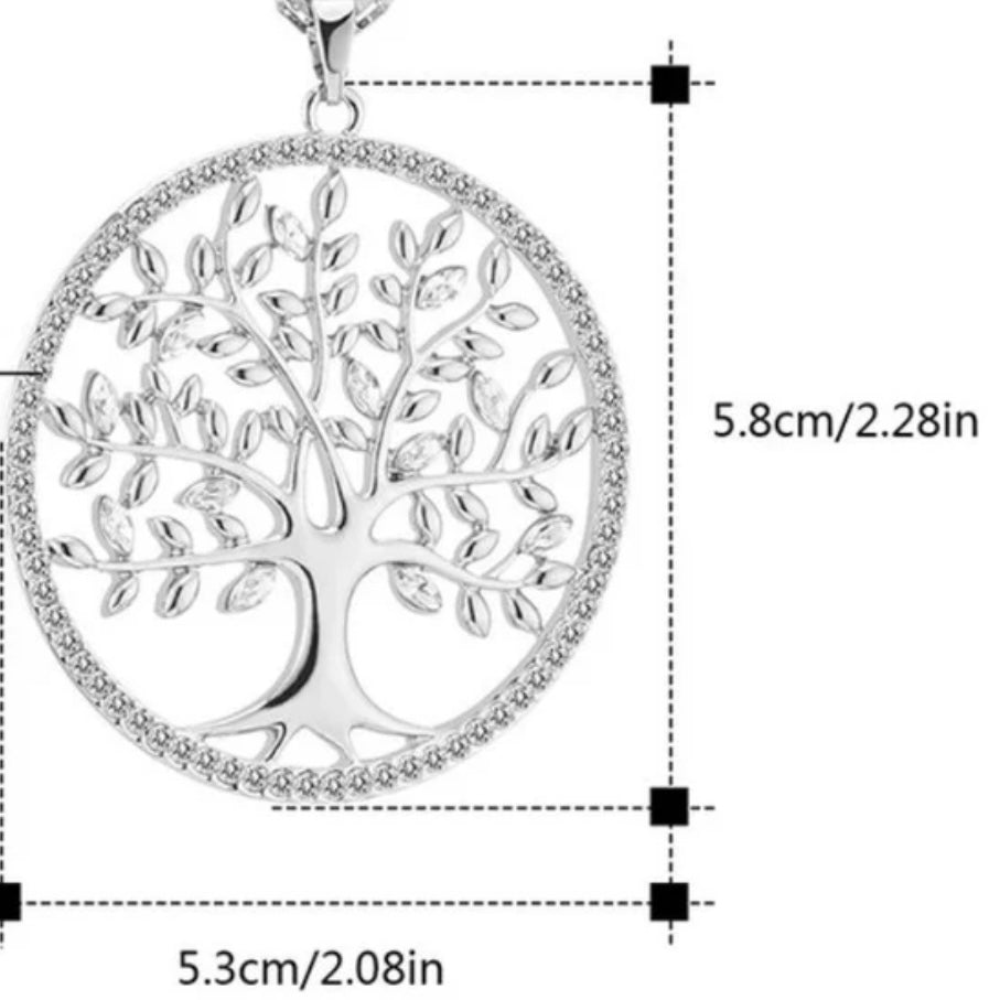 Double Chain Tree of Life Crystal Long Necklace Available in 3 Colours