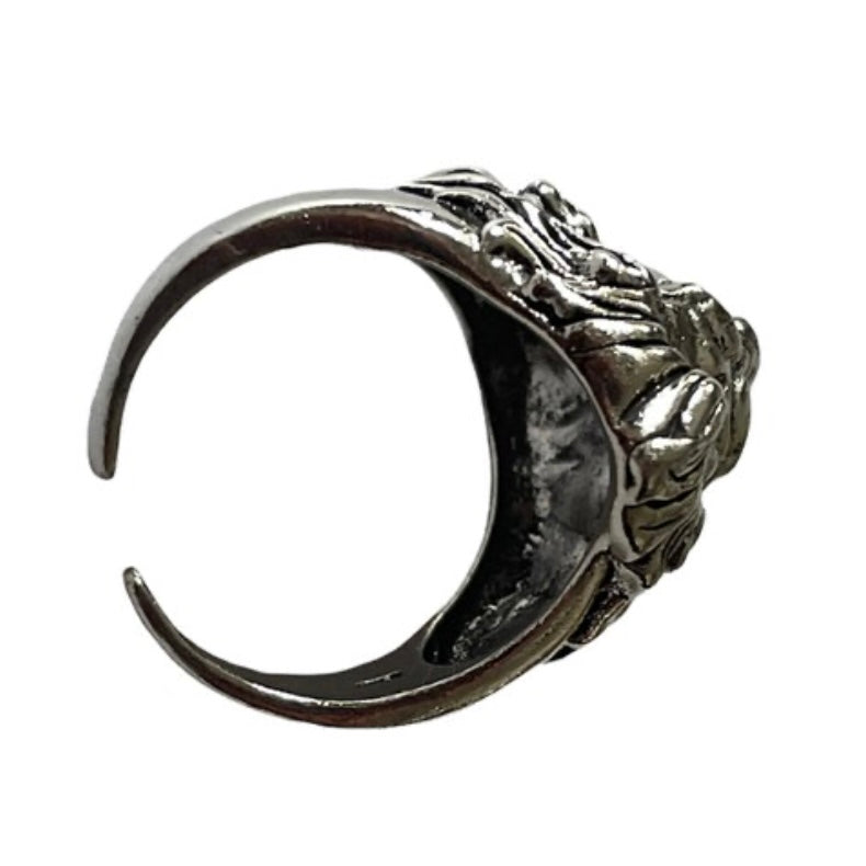 Animal Silver King Lion Adjustable Open Ring