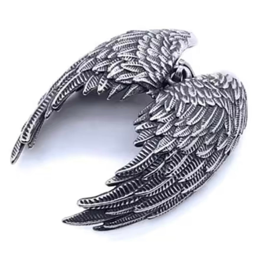 Retro Stunning Stainless Steel Double Angel Wings Pendant Necklace