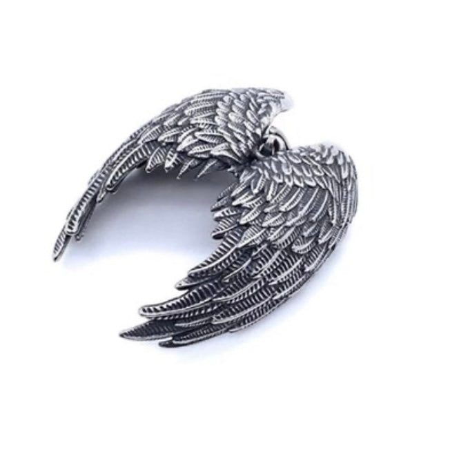 Retro Stunning Stainless Steel Double Angel Wings Pendant Necklace