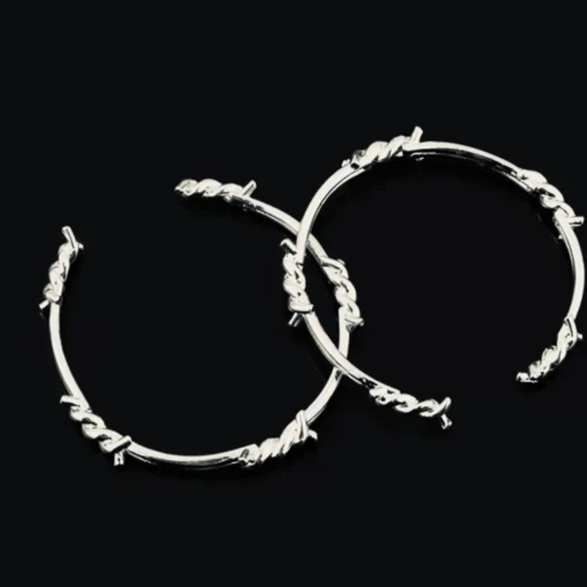 Twisted Thorn Silver Metal Punk Style Bangle Bracelet